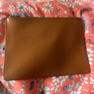 Everlane brown leather envelope clutch